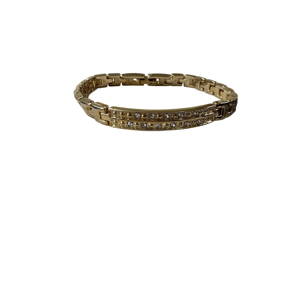 Gold Tone Rhinestone Station Bracelet Women Sparkling Chain Jewelry‎ Adjustable